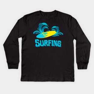 Surfing Surfer Wave Water Sprorts Kids Long Sleeve T-Shirt